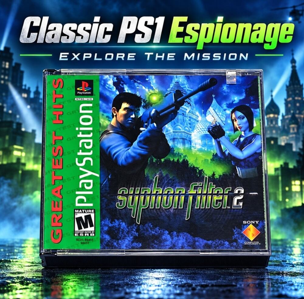 Syphon Filter 2 Greatest Hits PS1 Sony PlayStation Two Disc Game pre owned